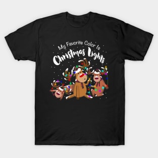 My Favorite Color Is Christmas Lights Motif T-Shirt